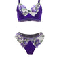 Theory of strings Embroidered Satin Blend Dark Flutter Tanga