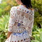Aleah: Oversizes Net Coverup with Drawstring Ties in Off White