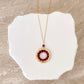 Rose Quartz, Pink Tourmaline and Ruby Quartz Halo Mini Gold Pendants
