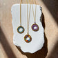Rainbow Gemstone Halo Mini Gold Pendant