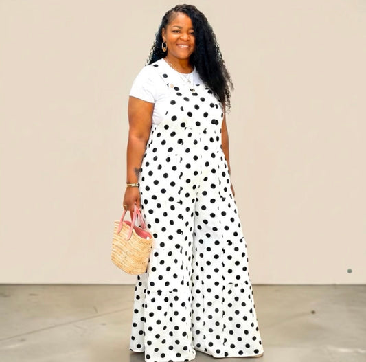 Polka Dot Wide Leg Jumpsuit