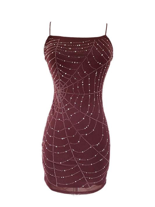 Widow Mini Dress Burgundy