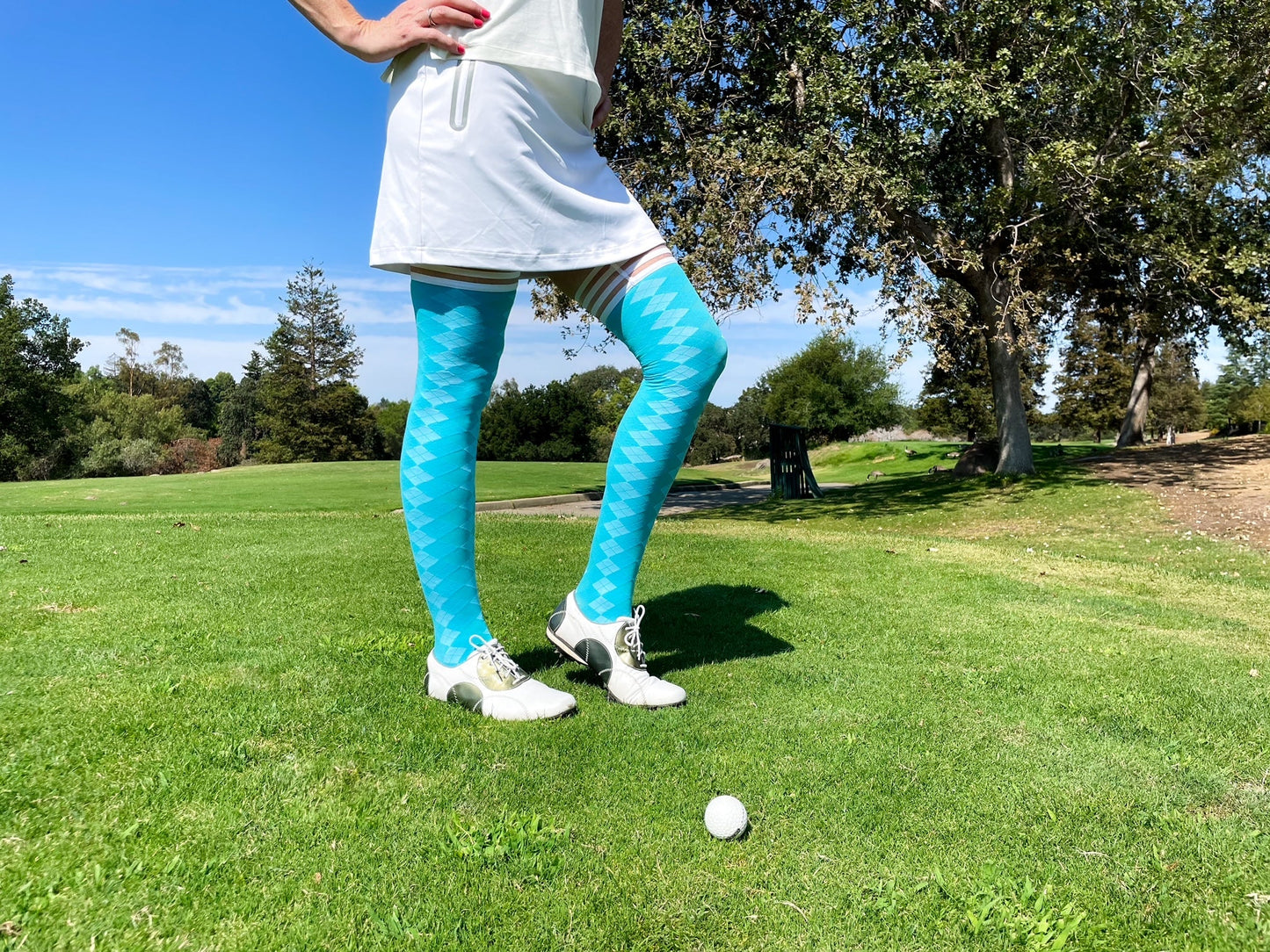 Par 4 - Teal Argyle Thigh Highs