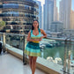 Blue Waterfall Knit Dress