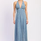 Laurel Halter Denim Midi Dress