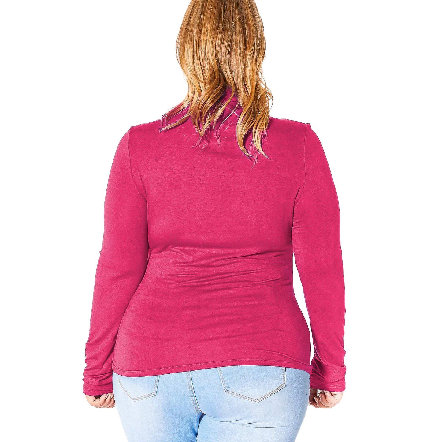 Plus Size Long Sleeve Turtle Neck Fitted Top
