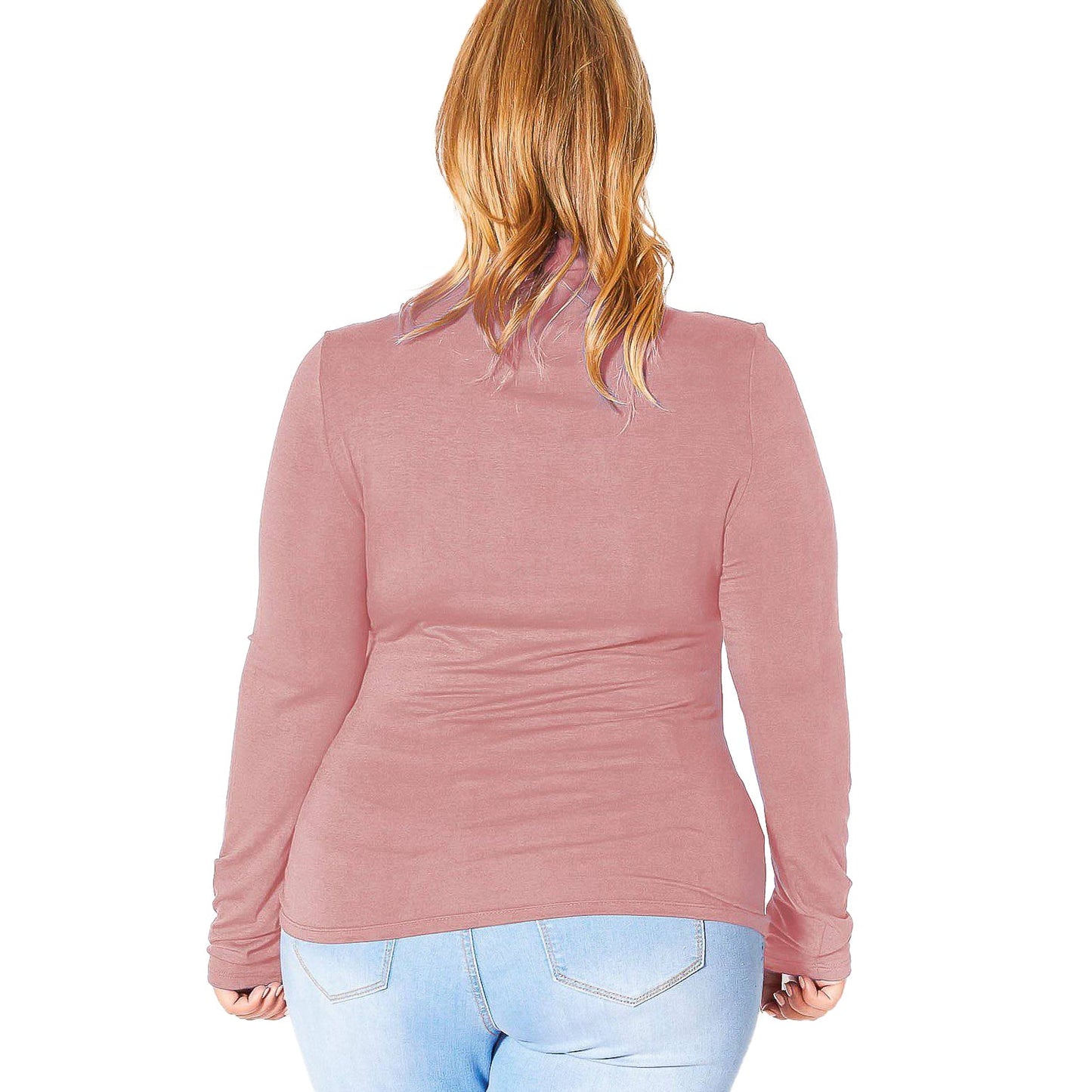Plus Size Long Sleeve Turtle Neck Fitted Top