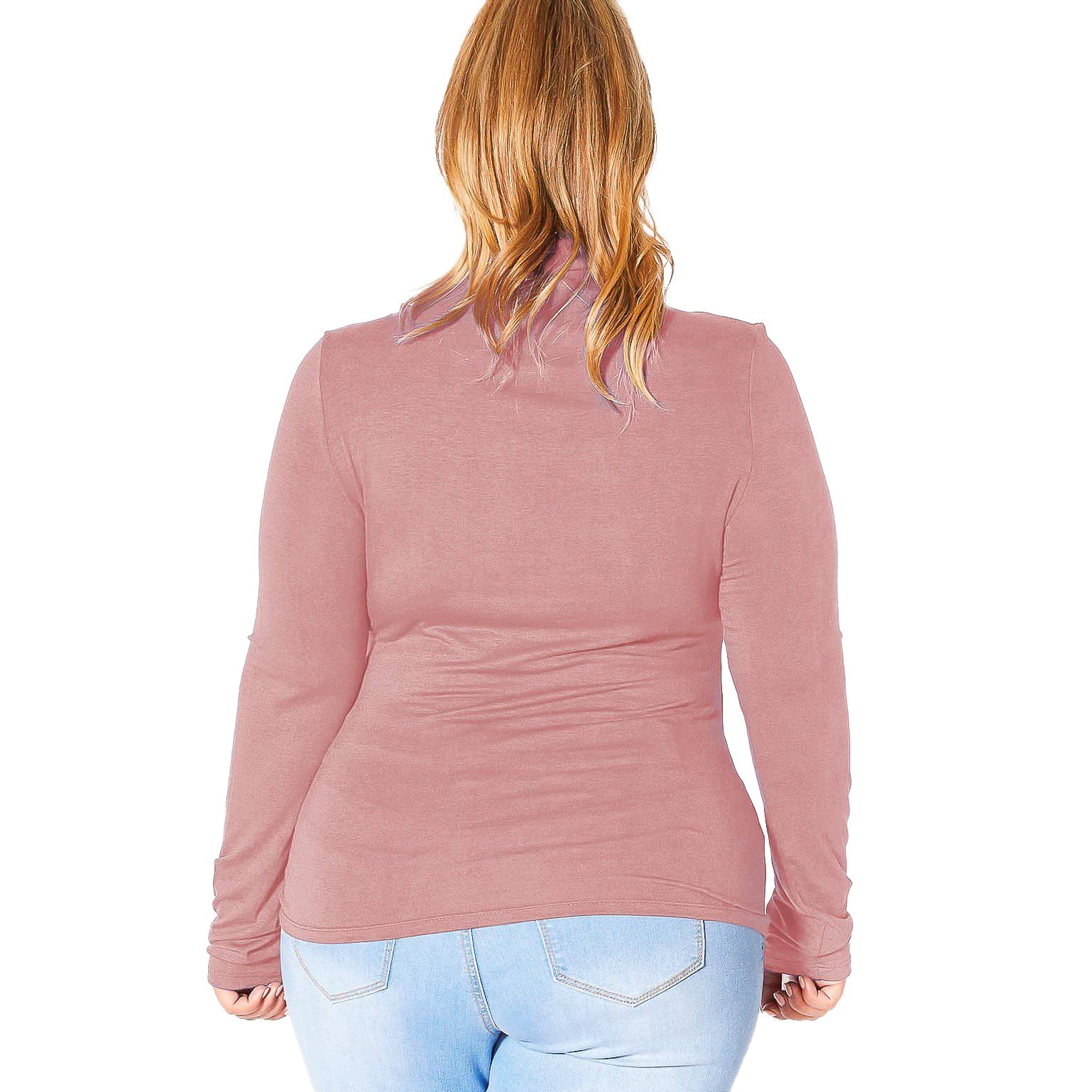 Plus Size Long Sleeve Turtle Neck Fitted Top