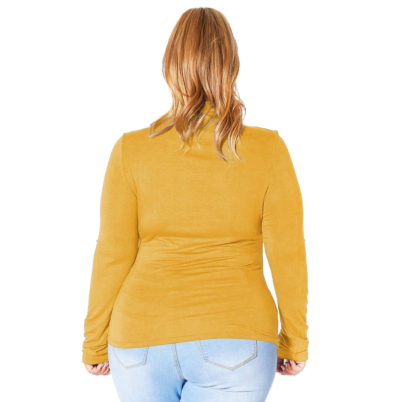 Plus Size Long Sleeve Turtle Neck Fitted Top