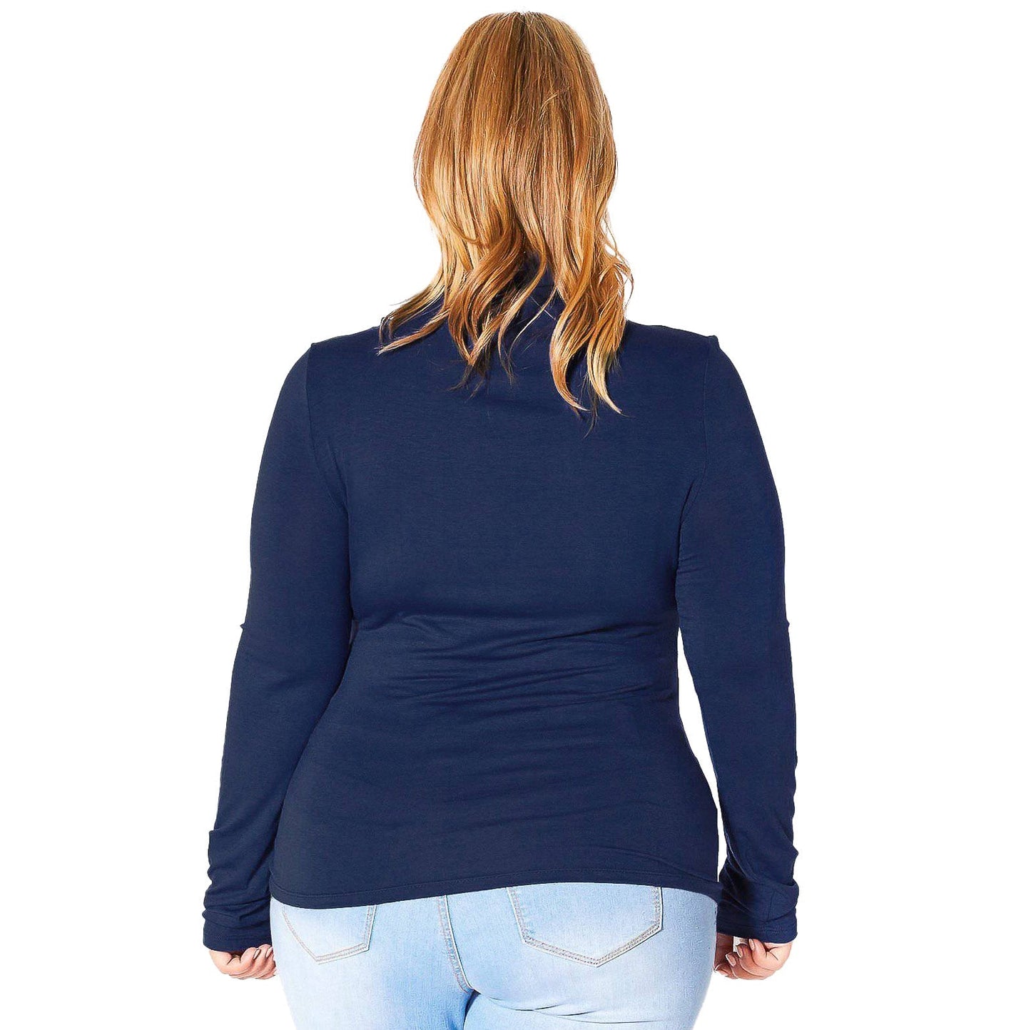 Plus Size Long Sleeve Turtle Neck Fitted Top