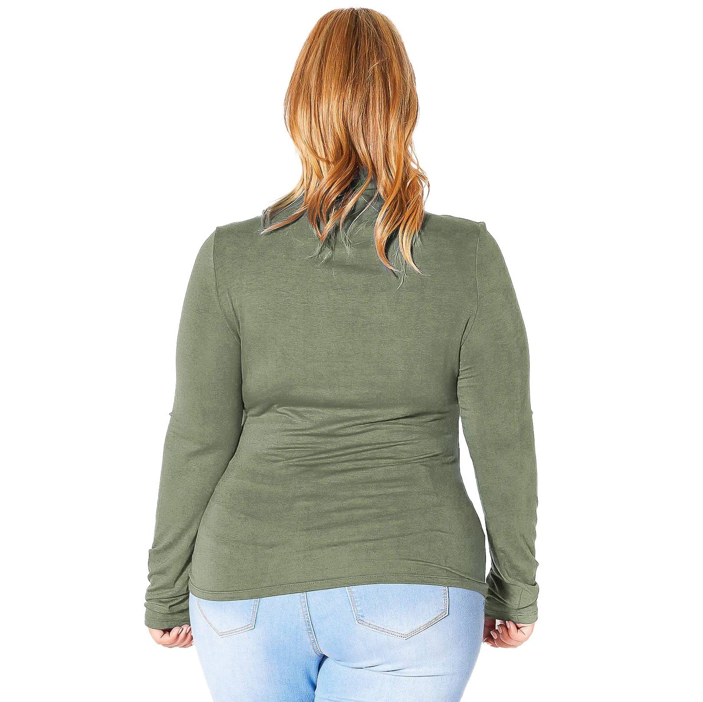 Plus Size Long Sleeve Turtle Neck Fitted Top