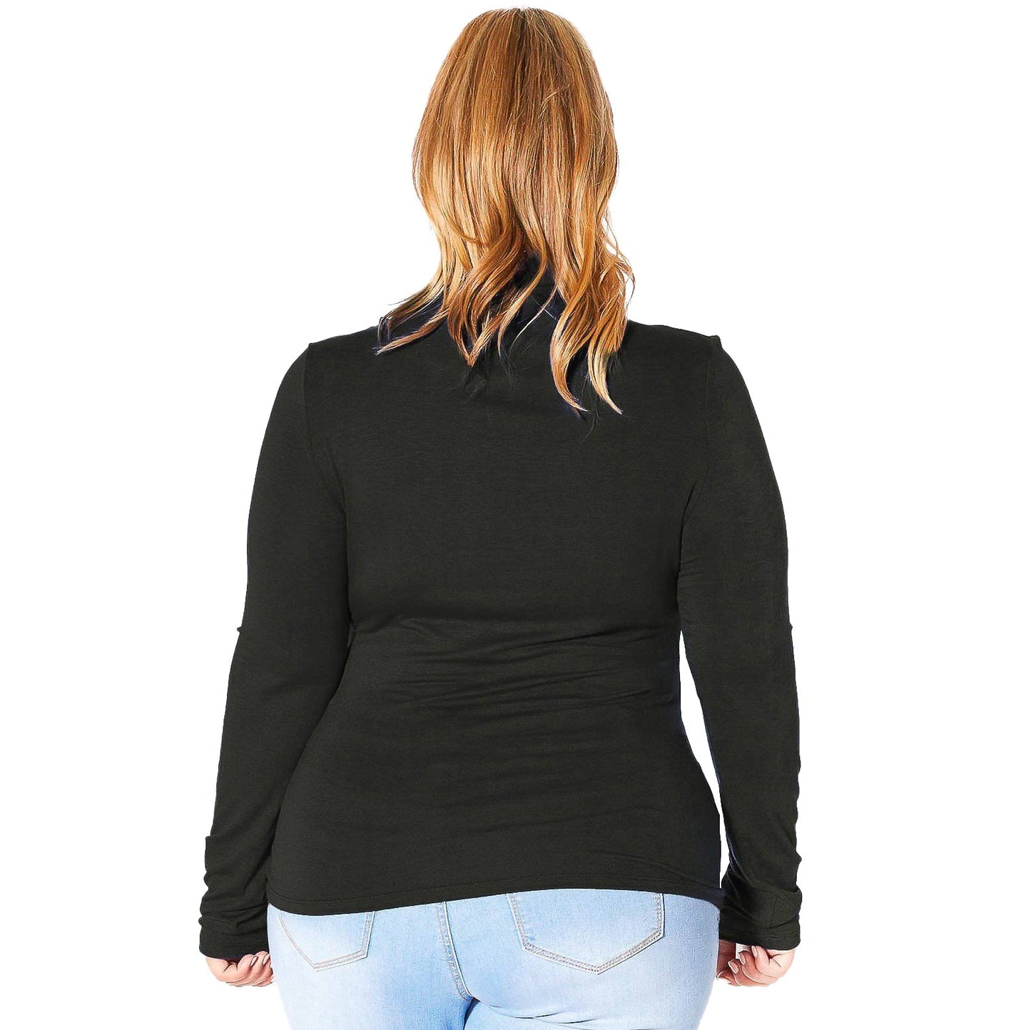 Plus Size Long Sleeve Turtle Neck Fitted Top