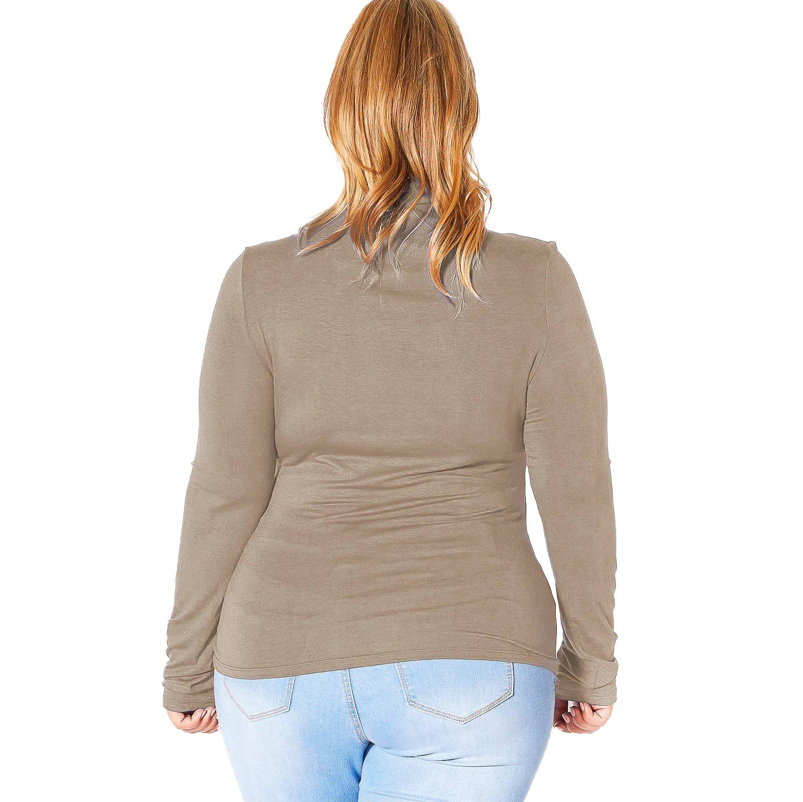 Plus Size Long Sleeve Turtle Neck Fitted Top