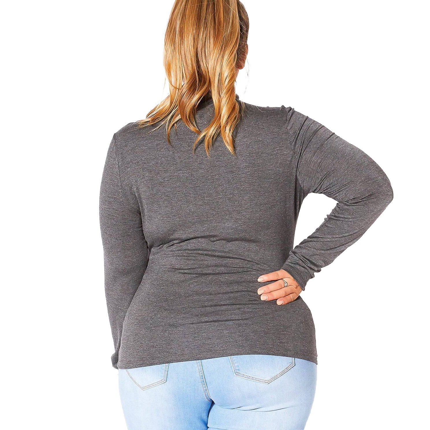 Plus Size Long Sleeve Turtle Neck Fitted Top