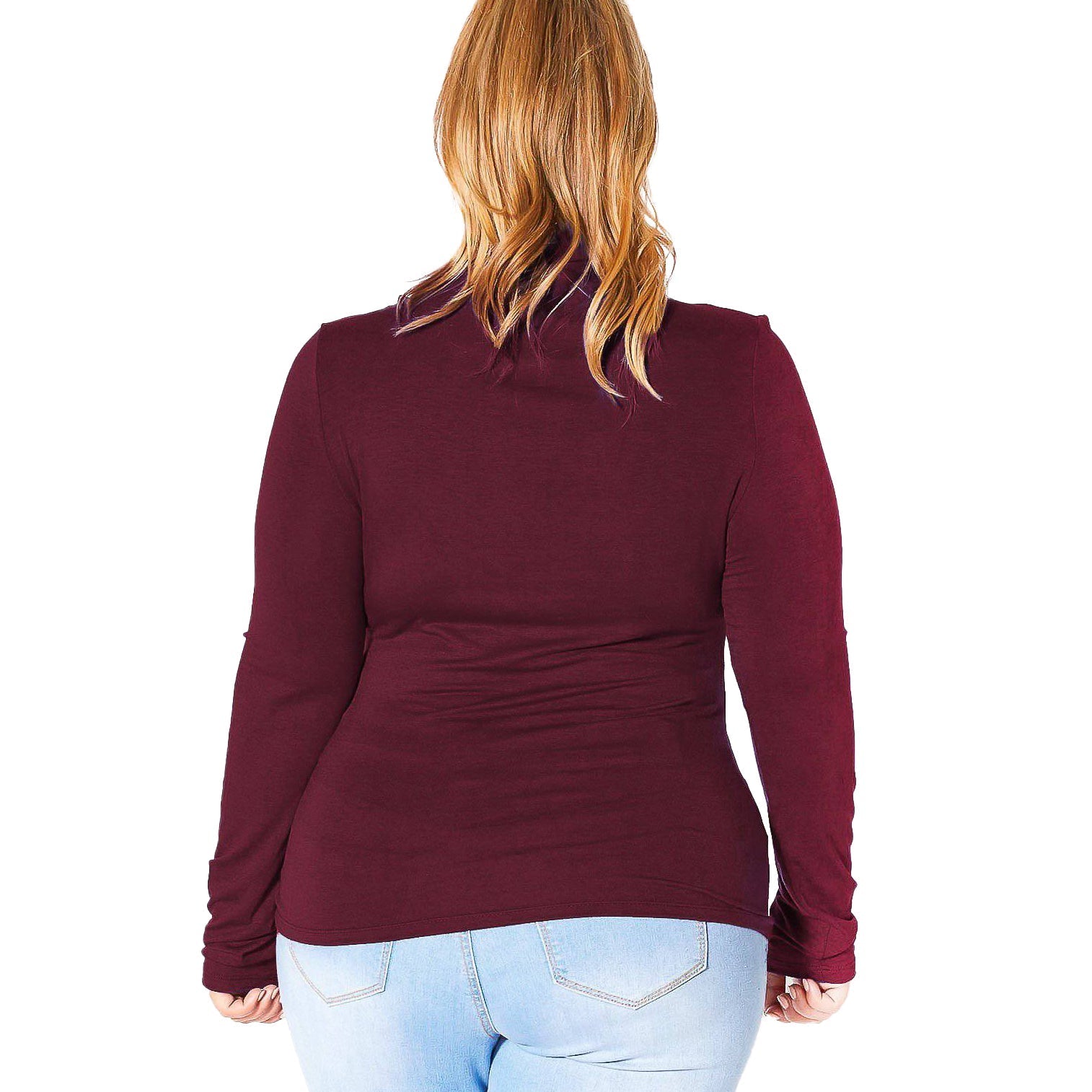Plus Size Long Sleeve Turtle Neck Fitted Top