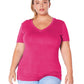 Plus Size V-neck Short Sleeve Basic Tee