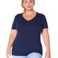 Plus Size V-neck Short Sleeve Basic Tee