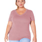 Plus Size V-neck Short Sleeve Basic Tee