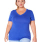 Plus Size V-neck Short Sleeve Basic Tee