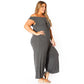Plus Size Off Shoulder Wide Leg Jumpsuit