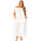 Plus Size Off Shoulder Wide Leg Jumpsuit