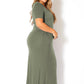 Plus Size V-neck Short Sleeve Maxi Dress With Pockets