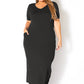 Plus Size V-neck Short Sleeve Maxi Dress With Pockets