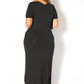 Plus Size V-neck Short Sleeve Maxi Dress With Pockets