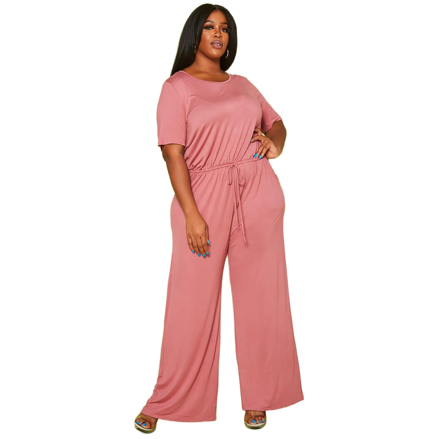 Women's Plus Size Lounge Wide Leg Jumpsuit - shopatkonus