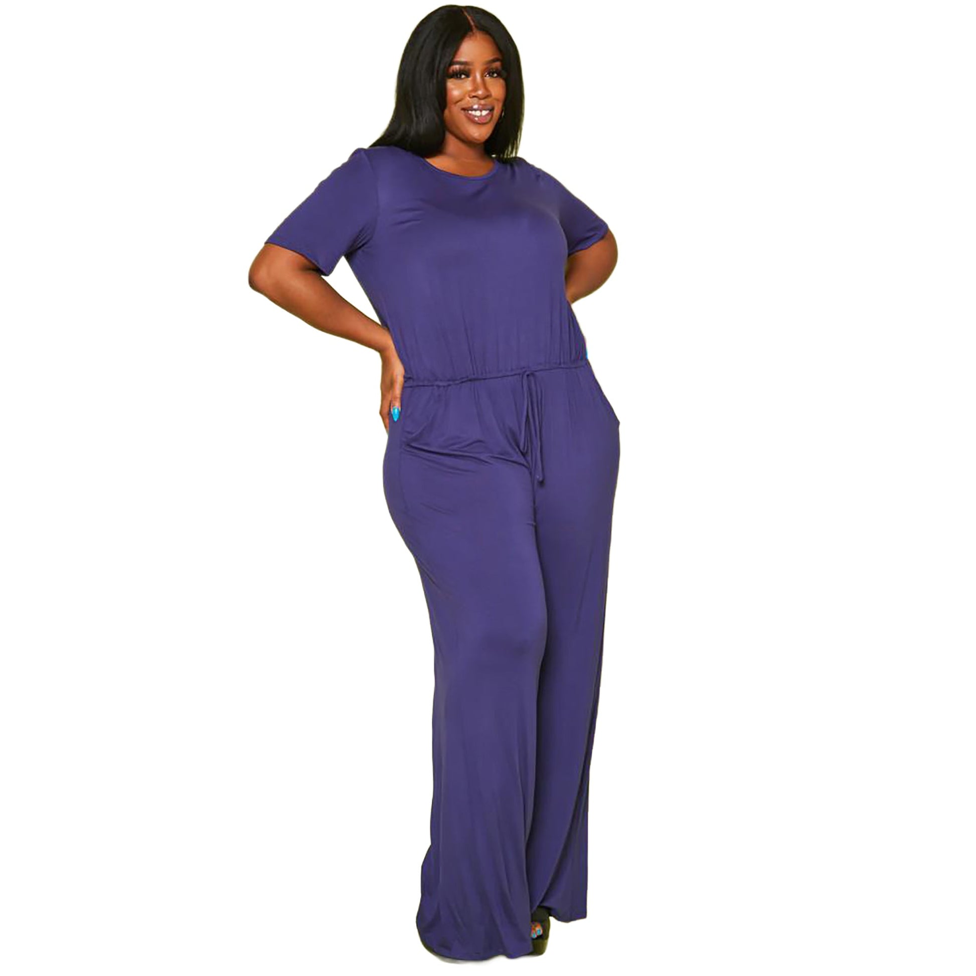 Women's Plus Size Lounge Wide Leg Jumpsuit - shopatkonus