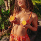 Orange Flowers Embroidered Mesh Sheer Lingerie Set