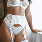 White Lace Satin Mesh Push-Up Sexy Lingerie Set