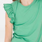 Kelly Green S/S Ruffle Tee