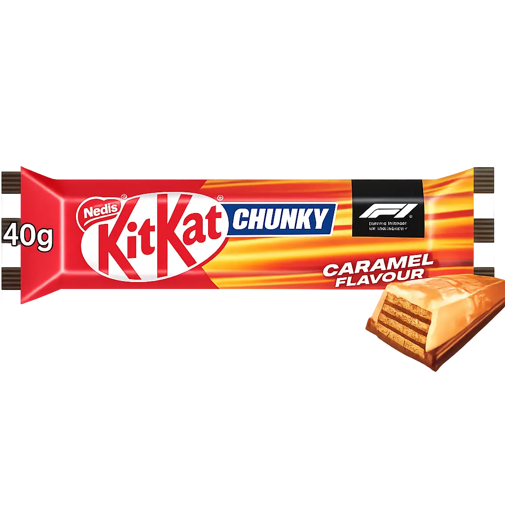 KitKat Chunky Formula 1 Caramel Chocolate Wafer Bar 40g – Imported Limited F1 Edition KitKat (UK)