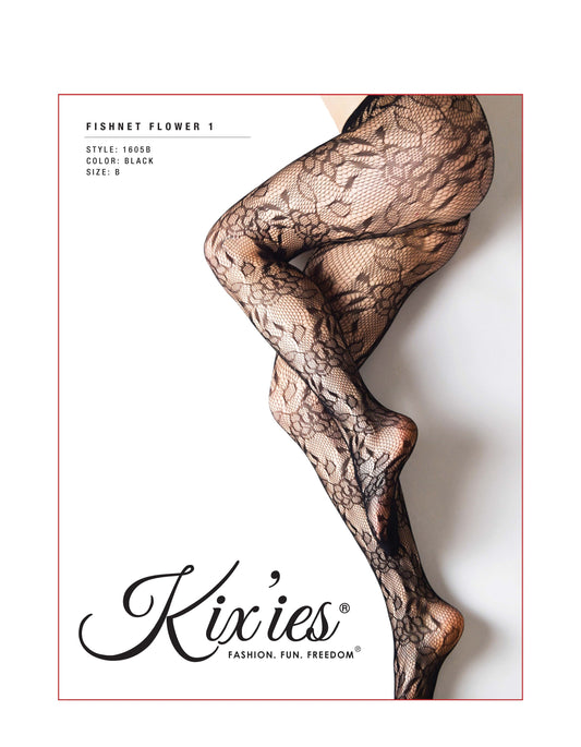 Fishnet Tights Flower Black