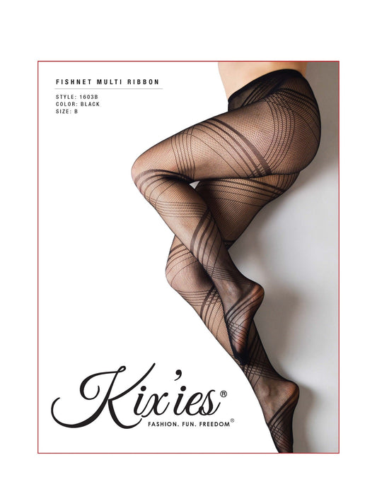 Fishnet Tights Multi Ribbon Black