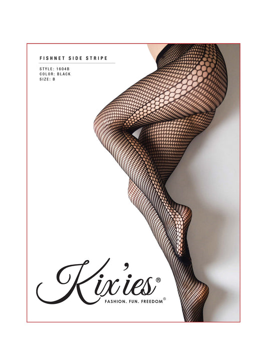 Fishnet Tights with Side Stripe Black.
