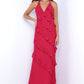 Remi Red Maxi Dress - Halter Neck, Open Back, Ruffle Detail