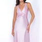 Odette Maxi Dress - Pink - Open Back With Adjustable Bow Tie Detail