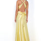 Odette Maxi Dress - Yellow - Open Back With Adjustable Bow Tie Detail