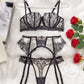 Dusk Petal Lingerie 3 Piece Embroidered Lace Set