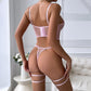 Rose Garden Embroidered Lace 3 Piece Lingerie Set