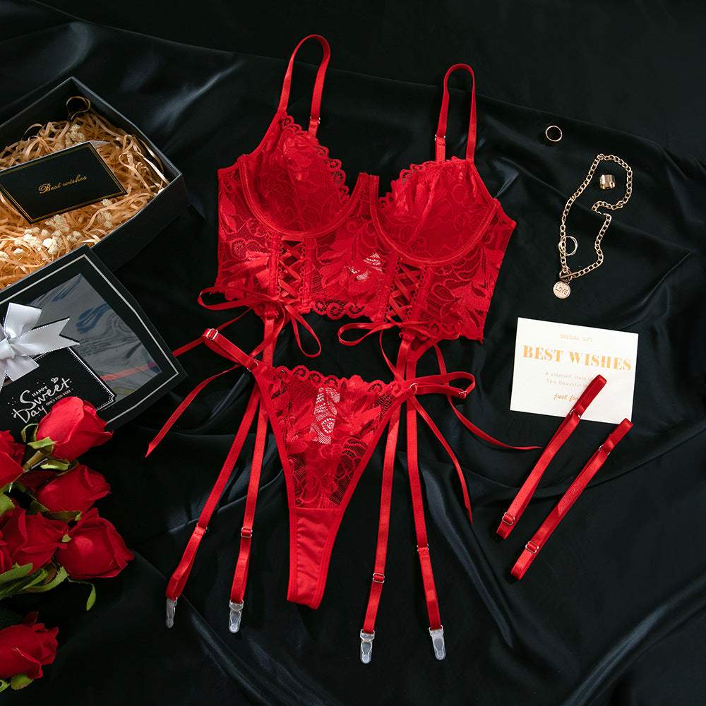Lust Lace Corset 3 Piece Lingerie Set