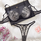 Midnight Embroidered 2-Piece Lace Lingerie Set
