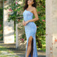 Size 6, Stardust One Shoulder Sequin Gown - Diamond Blue - FINAL SALE