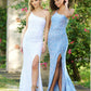 Size 6, Stardust One Shoulder Sequin Gown - Diamond Blue - FINAL SALE