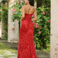 Stardust One Shoulder Sequin Gown - Red - FINAL SALE
