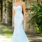 The Dutchess Gown - Light Blue - Floral Lace Dress With Straight Neckline - FINAL SALE