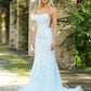 The Dutchess Gown - Light Blue - Floral Lace Dress With Straight Neckline - FINAL SALE