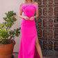 Sochi Gown - Hot Pink Feather Trim Evening Dress